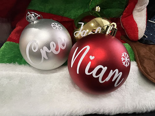 Customized Christmas Babubles with your name printed on each bauble