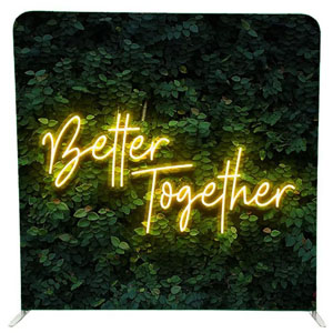 Green Leaves Better Together Neon sign Backdrop in Durban for Hire with Any Photobooth or 360 SPIN